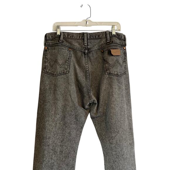 Vintage 90s Wrangler Black Stone Washed Cotton Denim Western Jeans Size 36x32 - Picture 12 of 16